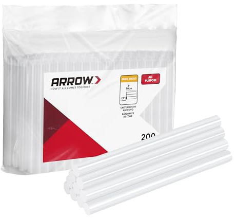 Arrow Mini Hot Glue Sticks, 200 Pack Clear Glue Gun Sticks, 4 and 5/16'' Diameter High Viscosity All-Purpose Gun Stick for DIY Art, Craft General Repairs, Festival Home Decoration