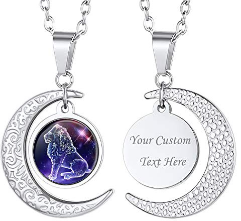Suplight Unisex 12 Sternzeichen Collier personalisiert Edelstahl Runde Sternbilder Anhänger Halskette Name Gravur Münzenkette Horoskop Tierkreis Schmuck Geschenk für Damen Herren Jungen Mädchen
