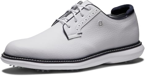 FootJoy Zapatos de golf Traditionspara hombre, Blanco, blanco, azul marino, 44 EU