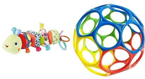 Fehn 055399 Activity-Puzzle-Raupe Color Friends – Motorikspielzeug zum Greifen & Bright Starts, Oball Classic, Flexibler und leicht zu handhabender Ball