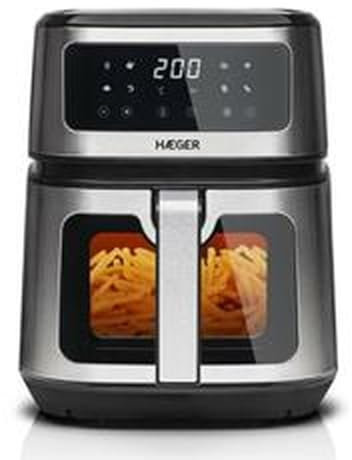 Haeger Freidora Sin Aceite 5 L, 8 Funciones, 12000W, Freidora de Aire Cook Mate, Cocción Rápida y Saludable, Cesta Antiadherente, Pantalla Táctil