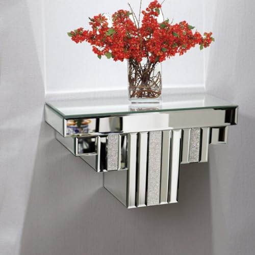 DEENZ Mirrored Crushed Crystal Diamond Mantel Clock Freestanding & Table Wall Shelf (Wall Shelf)