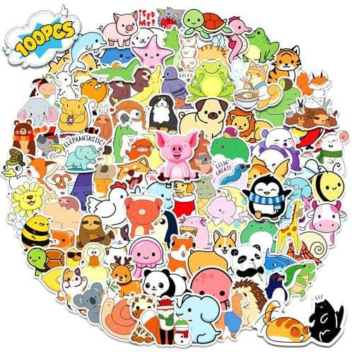 Adkumil Cartoon Animal 100Pcs stickers Vinyl Skateboard Cool Stickers no Repeat Stickers Notebook Stickers Guitar Trolley case Stickers Waterproof Graffiti Stickers The Teen Boys and Girls
