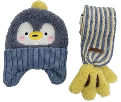Klassische Wintermütze, Thermomütze, Wintermütze, Kindermütze, Herbst- und Winter-Babymütze, Schal, Handschuhe, Set for Kinder, warme Mütze, Schal, Jungen und Mädchen, niedlicher Strickmütze, Schal (