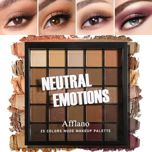 Afflano Palette d'Ombres à Paupières Nude Neutre, Base De Taupe Chaud Fard à Paupière Palette Maquillage Yeux Mates Et Brillantes, Eyeshadow Palette Smokey Naturelle Pour Femmes Yeux Marron Noisette
