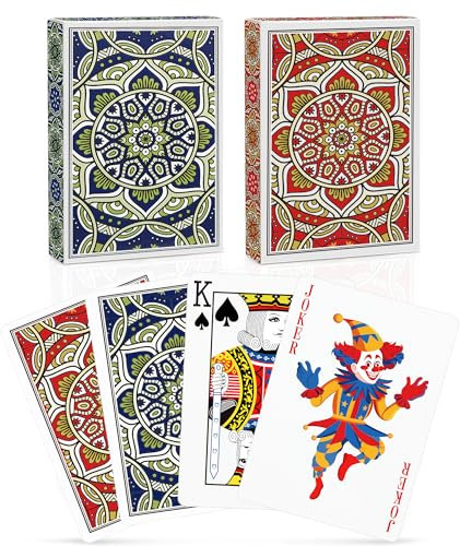 Aomaic 2 Stück Designer Profi Pokerkarten - Kartendeck für Familien & Party - Texas Holdem, Romme, Blackjack & Pinochle