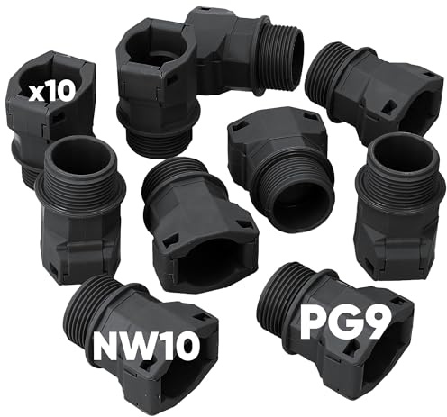 Kalitec 3805004 - Racor recto para manguera (10 unidades, PG9, conector de tubo corrugado NW10, pieza de conexión)