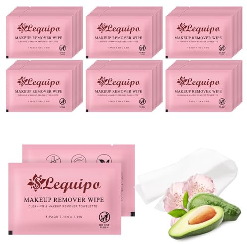50 pcs Makeup Remover Wipes, Individually Wrapped, Makeup Remover Cleansing Towelette Singles, Daily Face Wipes To Remove Dirt, Oil, Makeup
