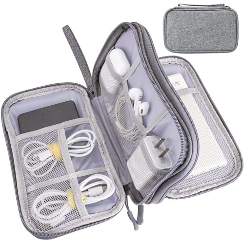 Teskyer Kabeltasche Organizer, wasserdichte, Urlaub Must Haves, Multifunktional Reise Zubehör, Travel Essentials, für Ladegerät, Powerbank, Dunkelgrau