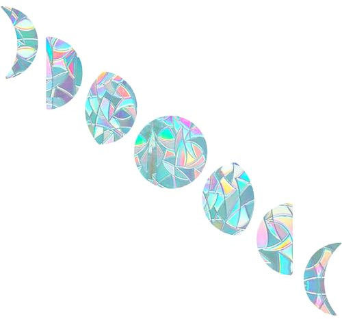 SSKHE 7 Piezas Película de Ventana de Fase Lunar, Pegatinas de Ventana anticolisión, Pegatinas de Vidrio arcoíris, película de PVC no pegajosa para protección contra Aves