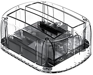 ZHCHAO 2 bahías SATA a 3.1 HDD 2.5 3.5 Tipo C Caja de Unidad de Disco Duro Externa Transparente