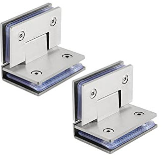 Drehscharnier for Glastüren, Scharniere for Duschtüren, 2 Badezimmerklammern, rahmenloses, gebürstetes Edelstahl-L-förmiges Duschscharnier, Platte-zu-Platte-Tragfähigkeit 50kg pro Paar, for 812mm dick