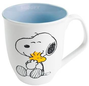 United Labels The Peanuts Tasse Snoopy 280 ml, Blau Weiß, Kaffeebecher aus Keramik, Kaffeetasse