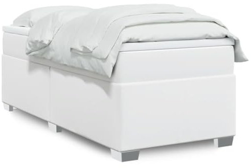 qohoio Boxspringbett mit Matratze Weiß 80x200 cm KunstLED Bett Boxspringbett Bett Mit Matratze Polsterbett Schlafzimmer MöBeler - 3285186