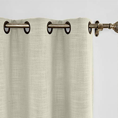 Sand Beige Linen Curtain with Blackout Lining for Sliding Glass Door 84W x 102L Inch