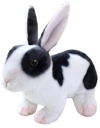 champracer Kuscheltier Hase Sitzend Klein Plüsch Kaninchen Schwarz Flauschige Stofftier Braun Plüschhase Simulation Plüschtier Weiche Hase Puppe Ostergeschenk für Mädchen Kinder Jungen (25cm,Schwarz)