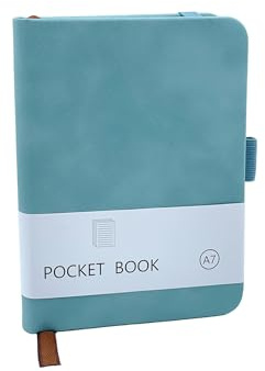 CiciIng Taccuino piccolo formato A7, taccuino tascabile con chiusura elastica, mini quaderni con portapenne, tasche per diario scolastico, lavori di ufficio (blu)