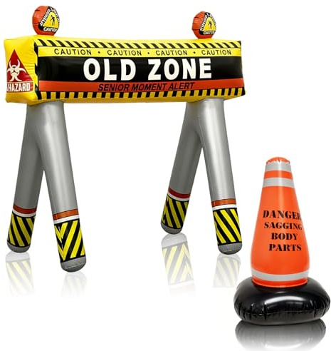 BCWATERFUNPD Aufblasbares Old Zone und Kegel Set für Over The Hill Party Deko, Ideal für 40., 50., 60. Geburtstag Deko und Schulkostüm Zubehör 40. 50. Geburtstag Dekorationen für Männer