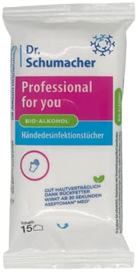 Dr. Schumacher Aseptoman Med Händedesinfektionstücher - 15 Stk. | Alkoholische Desinfektionstücher für Hände | Schnelle und effektive Hygiene für Zuhause & unterwegs
