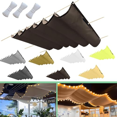 Einziehbar Welle Sonnensegel 90x400cm(BxL) Verstellbar Schattenabdeckung Sonnenschutz Wasserdicht Outdoor Pergola UV-beständig Markise Anwendbar auf Terrasse Garten Braun