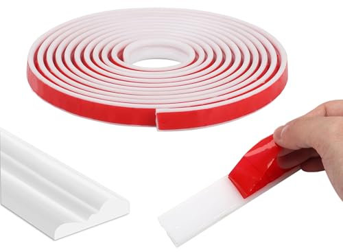 6M/22ft Flexible Edging Strip Self-Adhesive, Peel and Stick Moulding Trim for Quadrant, Beading for Wall Paneling, Laminate Flooring, Window, Cabinets, Worktops, Skirting Boards Cover