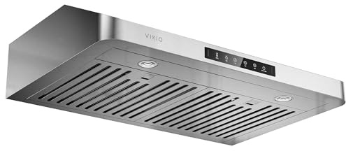 VIKIO HOME Under Cabinet Range Hood 30 Inch, 980CFM Fast Venting Ducted, Kitchen Hood With 3 Speed Gesture Sensing & Touch Control, Stainless Steel Stove Vent Hood With LED Light And 2 Baffle Filters