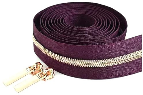Poyuad 5# Roségold Nylon Reißverschluss, genähte Beutel Reißverschlussspule, mit Schieberegler, DIY -Reparaturzubehör für Kleidung und Kunsthandwerk,500cm