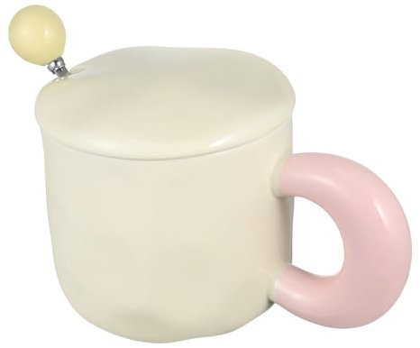 PRETYZOOM Keramiktasse Mit Deckel Und Löffel Süße Keramikbecher Zum Frühstück Teetasse Zum Aufbrühen Für Kaffee Und Tee