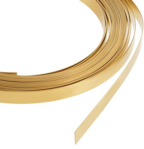 BENECREAT Alambre de latón plano de 6 m de 0,25 mm para biseles de 5 mm de ancho y plano para joyas para manualidades de joyas embalaje de piedras preciosas