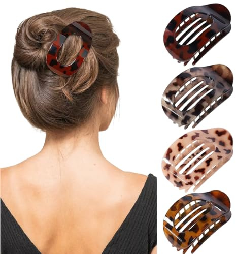 KIRZAX Lot de 4 pinces à cheveux plates pour femme,Tenue solide,Pinces à cheveux plates pour cheveux,léger & anti-dérapant,pour cheveux épais et fins, clips plats incurvés confortables(Style 4)