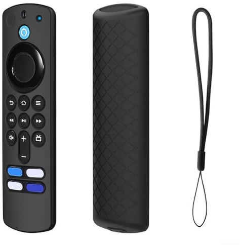 Feegow Silikon-Schutzhülle für Fire TV Stick-4K-Fernbedienung, rutschfeste Silikonhülle mit Handschlaufe, Schwarz
