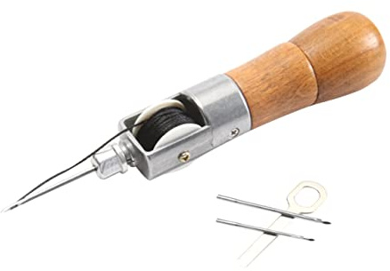 HOMSFOU Handnähmaschine für Selbstgemacht Leder, Nähwerkzeug zum Nähen | Holz und Stahl, für Gürtel und Schuhe, mit Steppstich, Manuelles Handwerksgerät