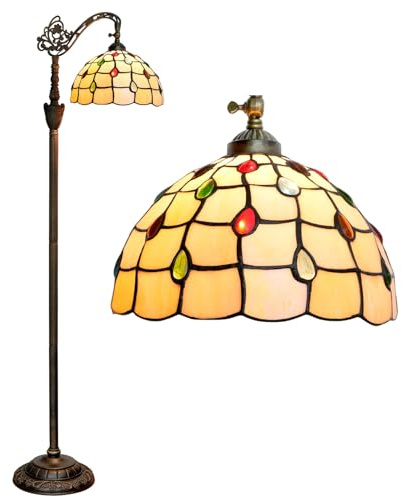 BOTOWI Lámpara de pie Estilo Tiffany Lámpara de Vidrio Manchado Lámpara arqueada 12X18X63 Pulgadas Cuello de Cisne Esquina Ajustable Luz de Lectura de pie Decoración Dormitorio Sala de Estar,Phoenix