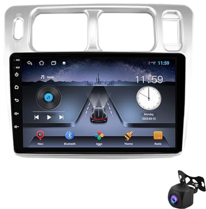 Autoradio Android 13 per Mitsubishi Pajero iO 1998-2007, touchscreen da 9, Bluetooth 5.0, GPS, CarPlay, Android Auto, ricevitore audio integrato, sistema di navigazione satellitare.