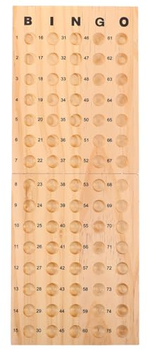 LRXIYODE Tablero de Bingo de Madera para 75 Bolas, Aprendizaje Montessori