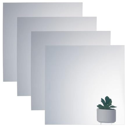 NBEADS 4 Pcs Two Way Mirror Glass, 11.8x11.8 Inch Acrylic See Through Mirror Sheet for Makeup DIY Magic Project Art Display, Square, Silver