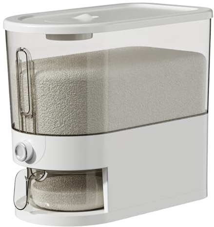 Takingup Distributeur de riz, récipient en plastique PP transparent détachable avec tasse à mesurer pour céréales, flocons d'avoine, grains de café 5kg, stockage riz