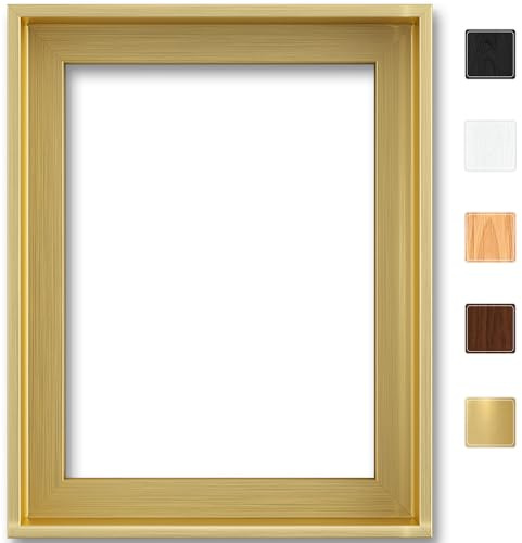 P&L ART. Canvas Floating Frame (Floater Frame) for 1.25 Inch Deep or Thinner Stretched Canvas, Gallery Gap Look, Wall Mount, Hardware Included, Matte Finish, Sizes & Colors (Champagne Gold, 24x36)