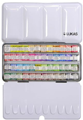 LUKAS 1862 Aquarell - Boîte 48 demi-godets de peinture + 2 palettes