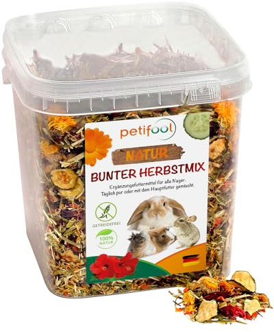 petifool Nager-Ergänzungsfutter Bunter Herbstmix, natürliches und gesundes Kaninchenfutter, 1er Pack (1 x 650 g)