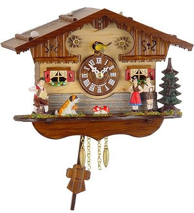 Trenkle Miniatur Schwarzwalduhr mit batteriebetriebenem Quartzwerk und Kuckucksruf 2044 PQ