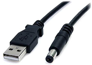 Adaptare 40545 Spina cava da 2,5 mm maschio a USB tipo A maschio, nero, lunghezza 60 cm