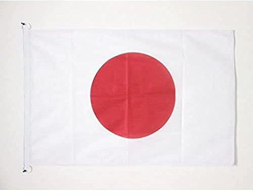 AZ FLAG - Drapeau Japon Spécial Extérieur - 90x60 cm - Pavillon Nautique Japonais En Maille Bloquée Avec Anneaux Plastiques Intégrés - 80g