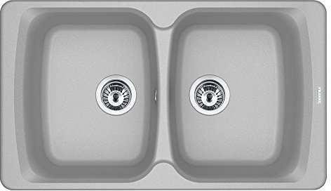 Franke 114.0498.073 Fregadero de cocina de granito con doble cuenco, color gris piedra