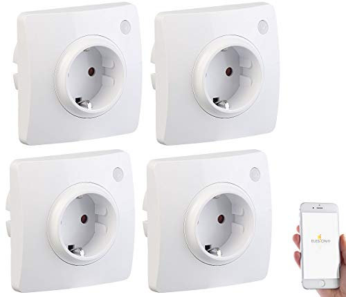Luminea Home Control WiFi Unterputz-Steckdose: 4er-Set WLAN-Unterputz-Steckdosen, kompatibel mit A. Alexa & Google A. (WiFi-Steckdose Google, WiFi-Schalter Alexa)
