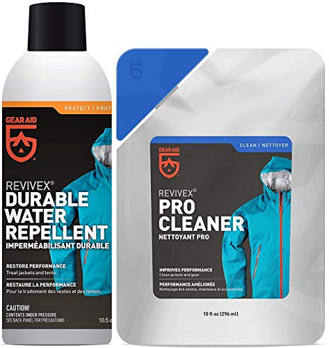 GEAR AID Care Kit with Revivex Pro Cleaner and Revivex Durable Water Repellent Spray, Clear, 10 oz Pack & 10.5 oz Pack