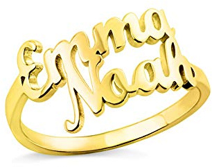 AFSTALR Damen Ring Name Personalisierte, Benutzerdefinierter Ring Roségold Eheringe mit Herz Buchstaben Tochter Mutter Geschenk