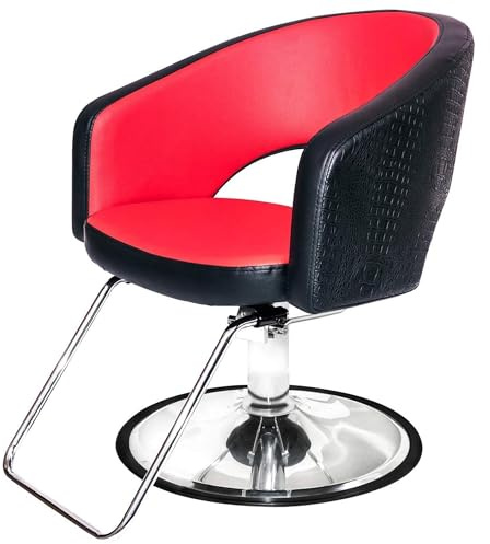 Chromium Olivia Professional Styling Chair with High Density Foam Cushions and Steel Construction for Hair Cutting, Styling, and Perming, Black