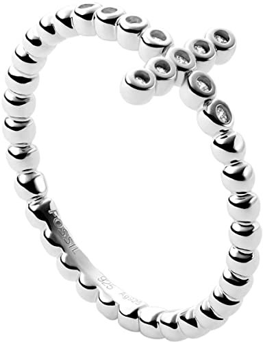 Fossil Ring Für Frauen Sterling Silber, Höhe: 10mm, Bandbreite 1,6mm Silber Sterling Silber Ring, JFS00547040