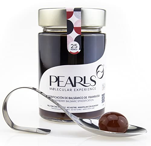 Pearls de Balsámico de Frambuesa (25 unid) - Esferificaciones Premium listas para degustar. Ideal para aliñar y decorar. Condimenta como un Chef. Experiencias Gourmet.